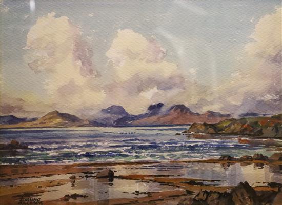 James Stirling Gillespie, (1908-1993 Scottish), watercolour: The Paps of Jura from Kilberry. Rothesay, 1965, signed 28 x 38cm